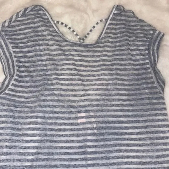 VICTORIAS SECRET BURNOUT BLUE/WHITE STRIPED TUNIC WITH LOW SCOOP STRAPPY BACK M - Picture 3 of 12